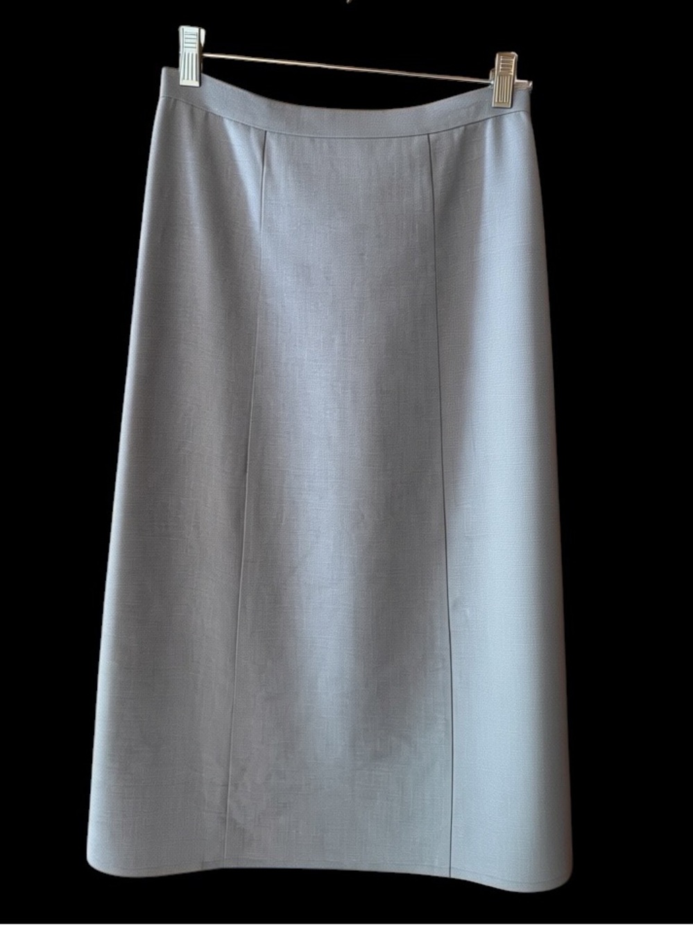 1950s Taupe Linen A-Line Midi Walking Skirt